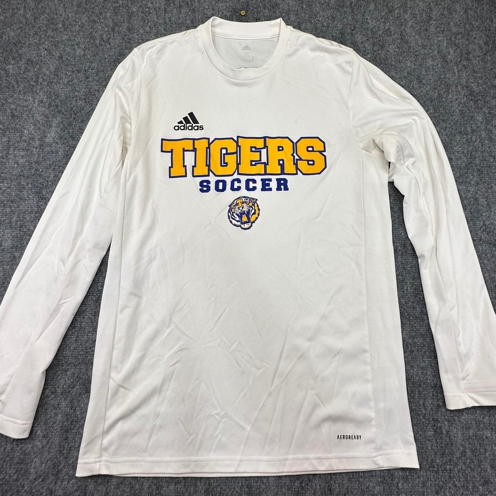 Adidas Tigers Soccer Aeroready Long Sleeve Training Shirt White Mens Medium